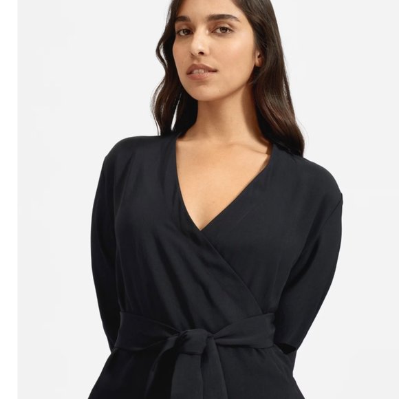 EVERLANE NWT Japanese GoWeave Long-Sleeve Mini Wrap Dress - Picture 3 of 11